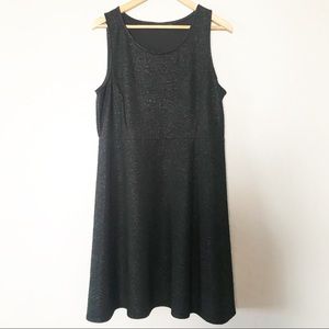 Sleeveless Black Crinkled Shimmer Skater Dress